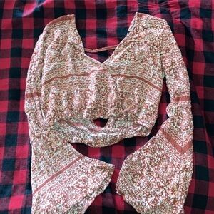 Floral Bell Sleeve Top - Pink